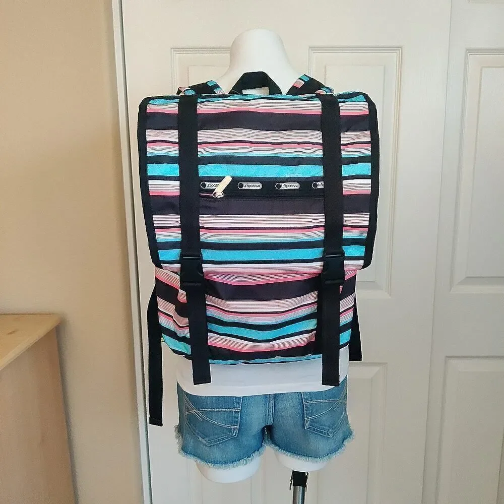 LeSportsac Tennis Stripe Journey Backpack Large NWT